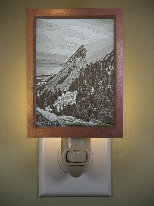 3D printed lithophane LED nightlight Flatirons Boulder Colorado