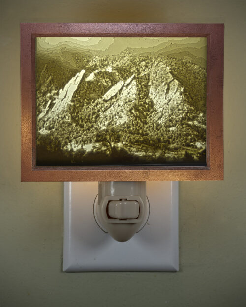 3D printed lithophane LED nightlight Flatirons Boulder Colorado