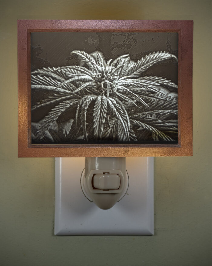 3D printed lithophane LED nightlight marijuana flower bud