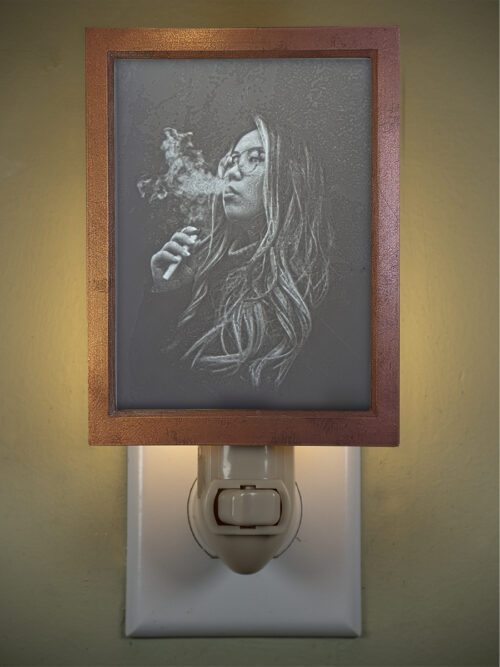 3D printed lithophane LED nightlight marijuana girl