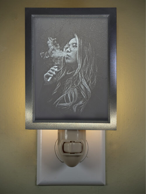 3D printed lithophane LED nightlight marijuana girl