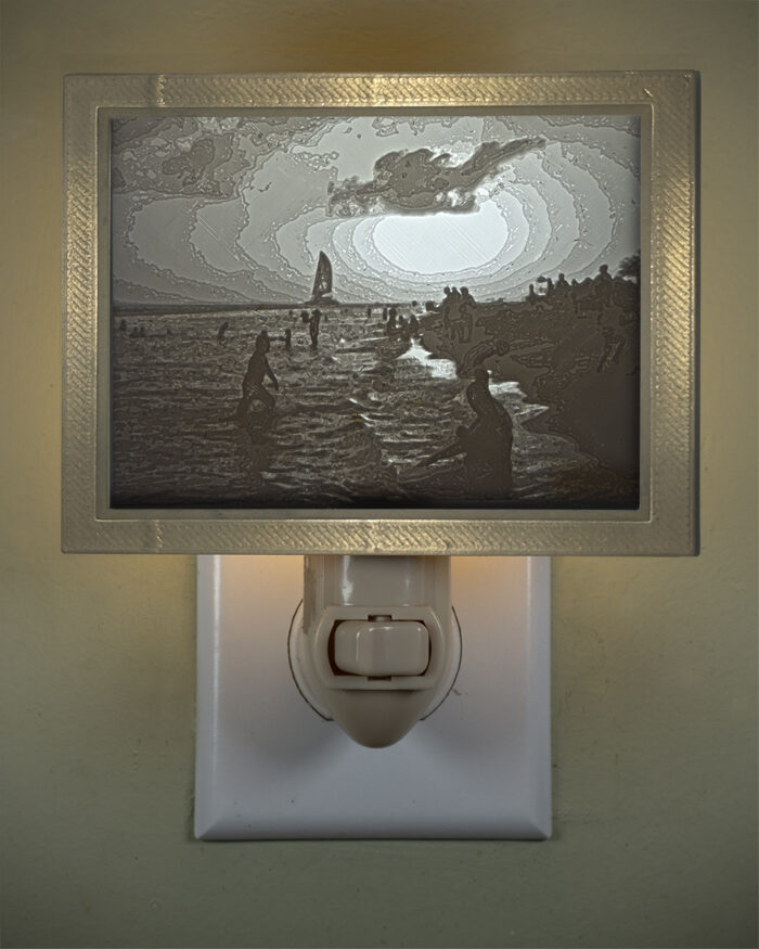 3D printed lithophane LED nightlight cancun beach