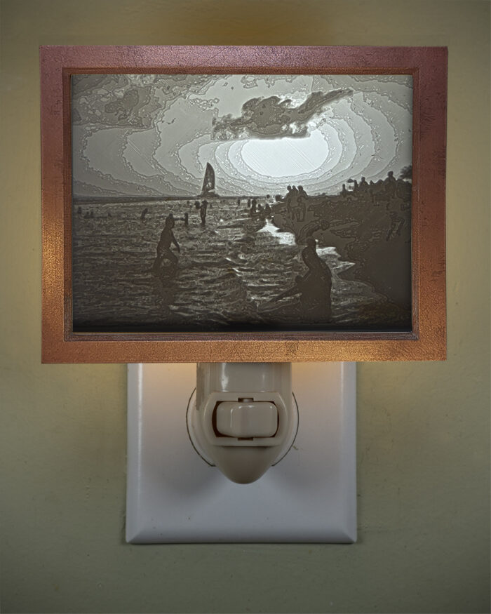 3D printed lithophane LED nightlight cancun beach