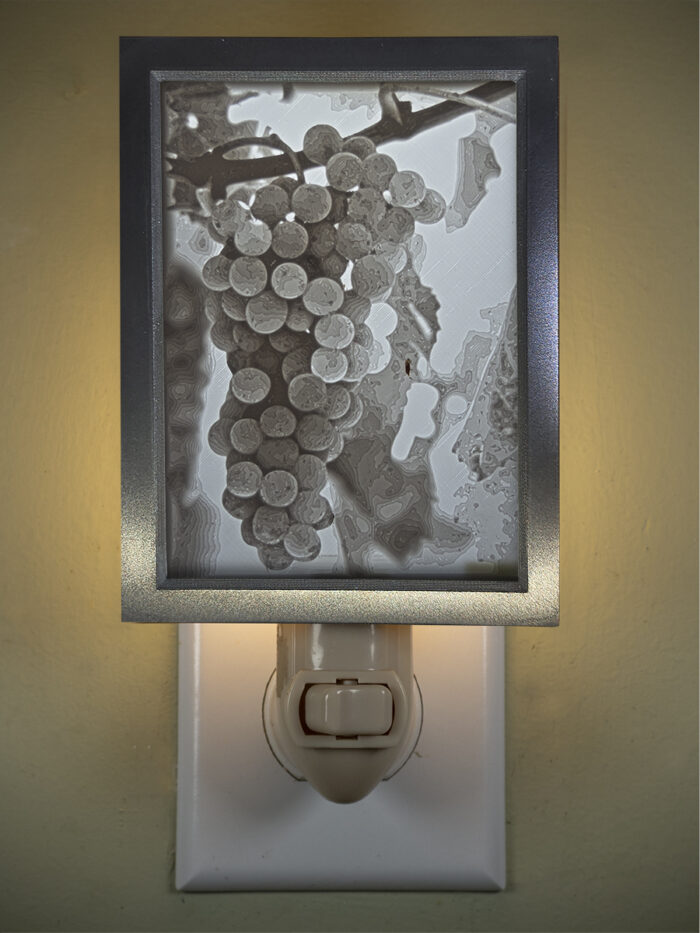 3D printed lithophane LED nightlight grapes