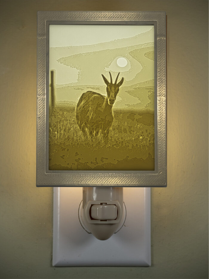 3D printed lithophane LED nightlight antelope