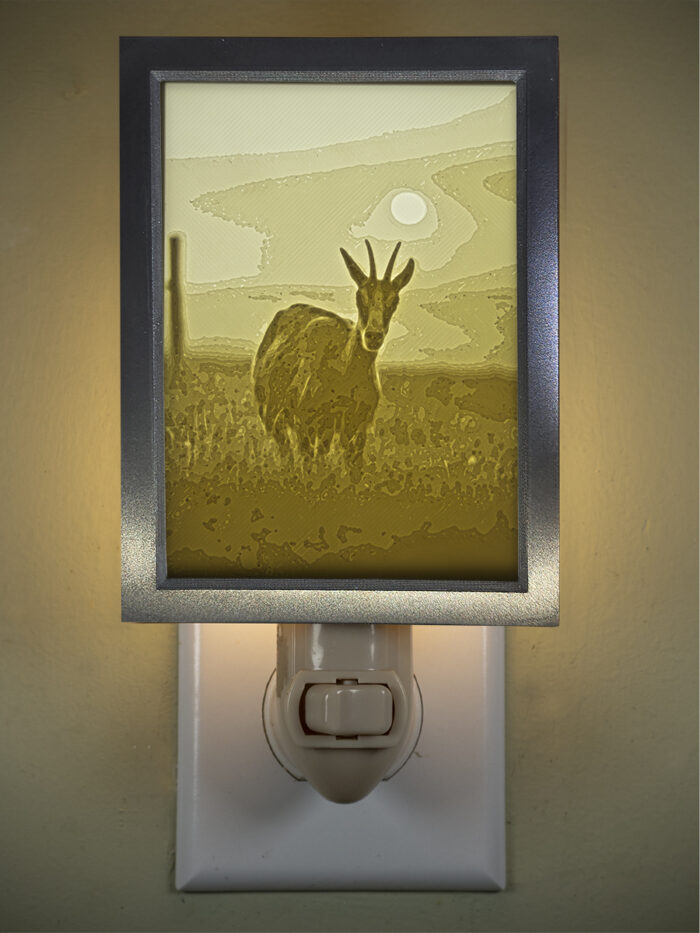 3D printed lithophane LED nightlight antelope