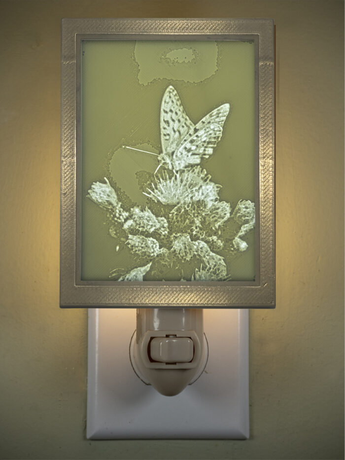 3D printed lithophane LED nightlight butterfly