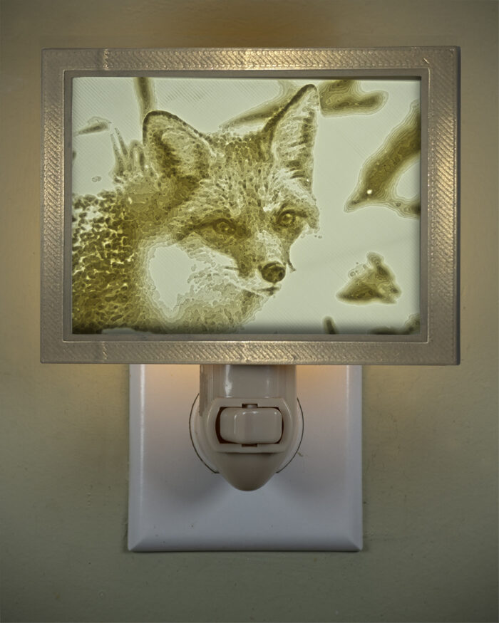 3D printed lithophane LED nightlight fox