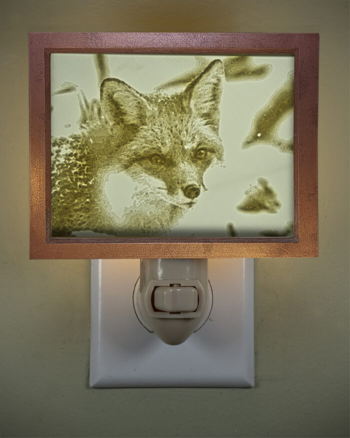 3D printed lithophane LED nightlight fox