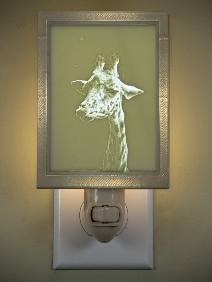 3D printed lithophane LED nightlight giraffe