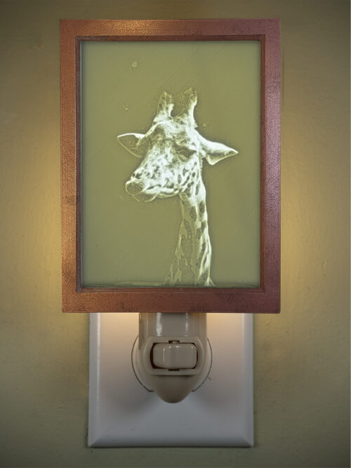 3D printed lithophane LED nightlight giraffe