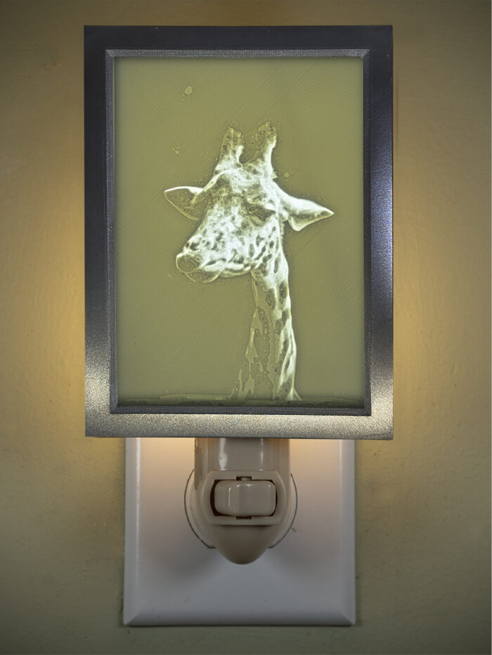 3D printed lithophane LED nightlight giraffe