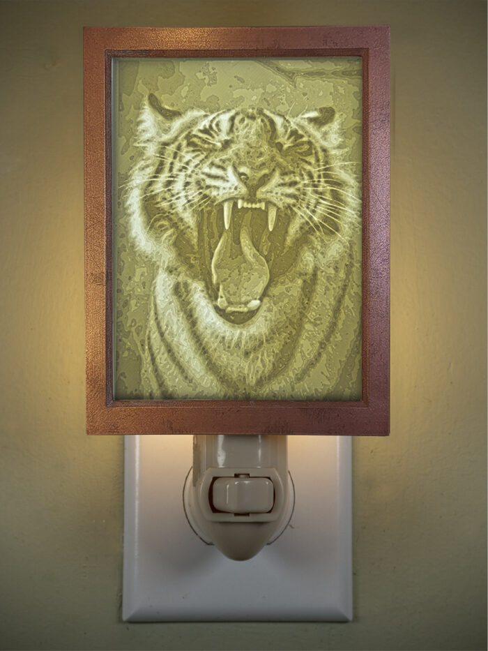 3D printed lithophane LED nightlight tiger