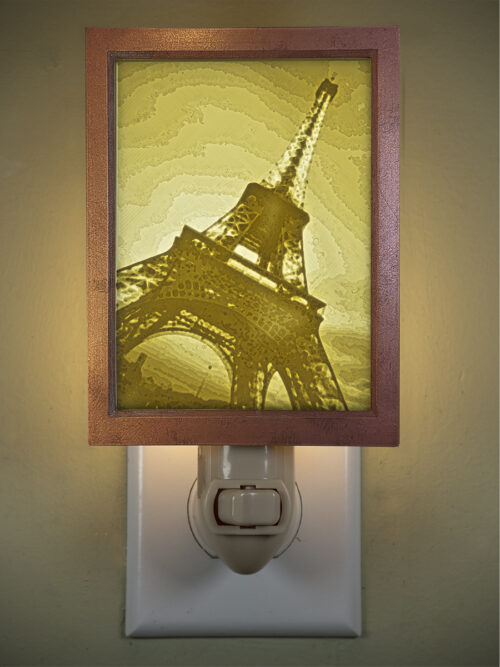 3D printed lithophane LED nightlight eifel tower paris france