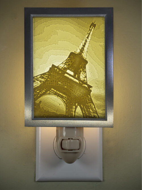 3D printed lithophane LED nightlight eifel tower paris france