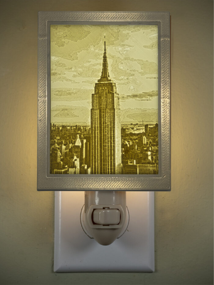 3D printed lithophane LED nightlight empire state building new york