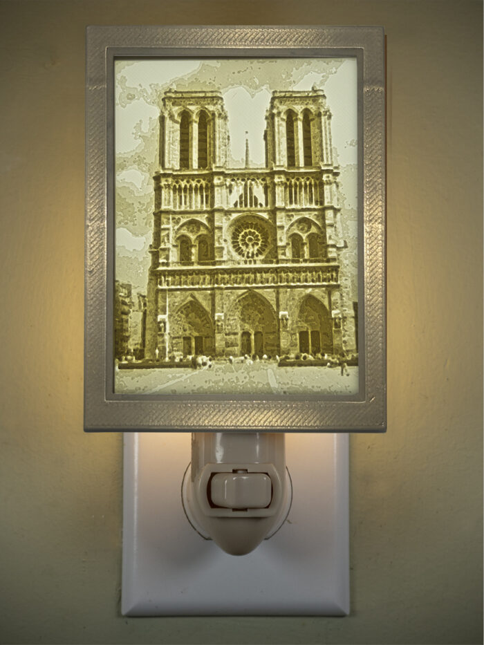 3D printed lithophane LED nightlight notre dame paris france