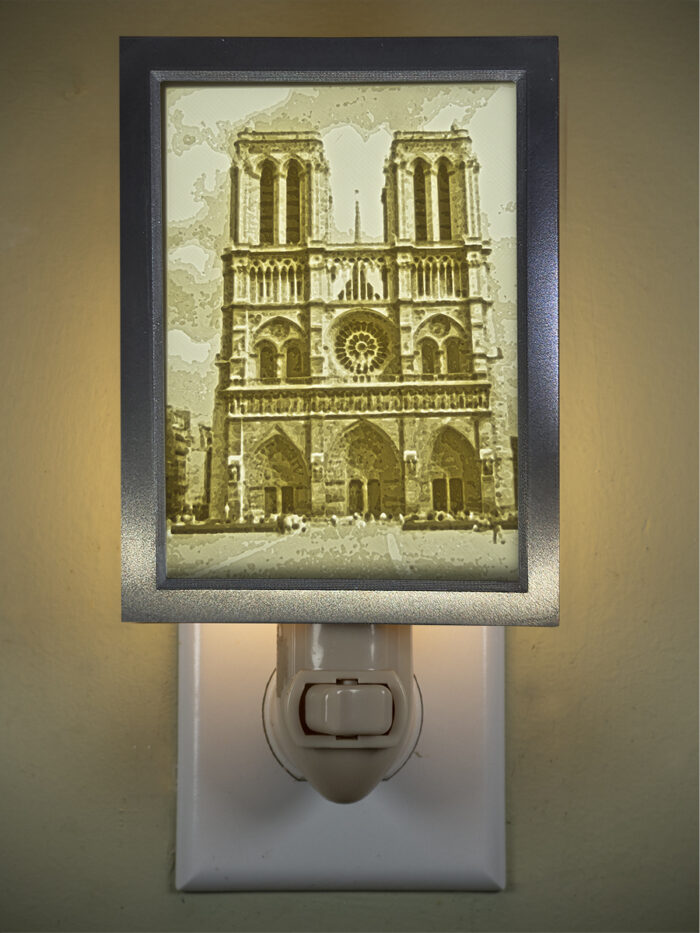 3D printed lithophane LED nightlight notre dame paris france