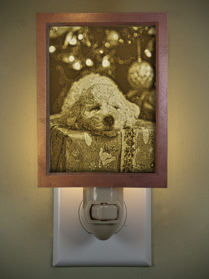 3D printed lithophane LED nightlight christmas puppy waiting for santa