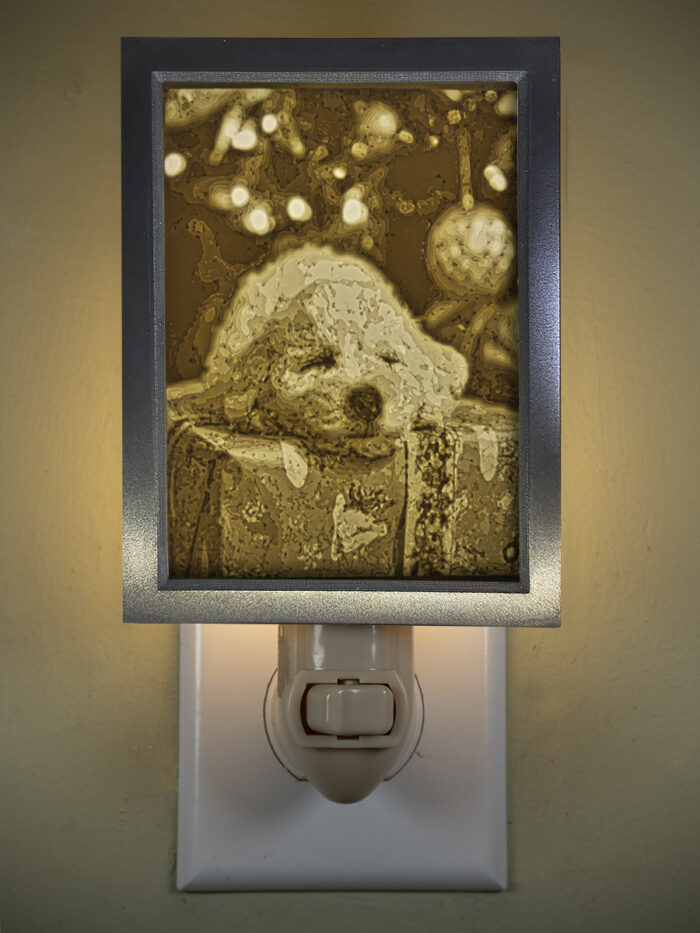 3D printed lithophane LED nightlight christmas puppy waiting for santa