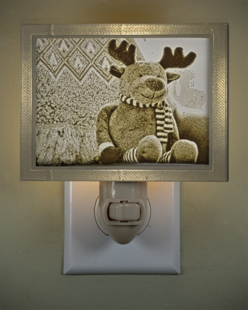 3D printed lithophane LED nightlight christmas cuddly reindeer