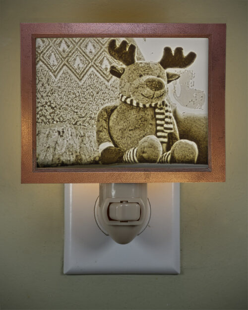 3D printed lithophane LED nightlight christmas cuddly reindeer