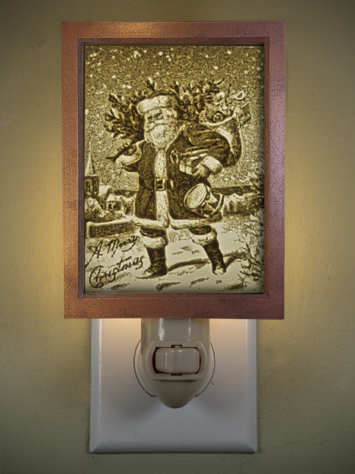 3D printed lithophane LED nightlight christmas santa bag of toys