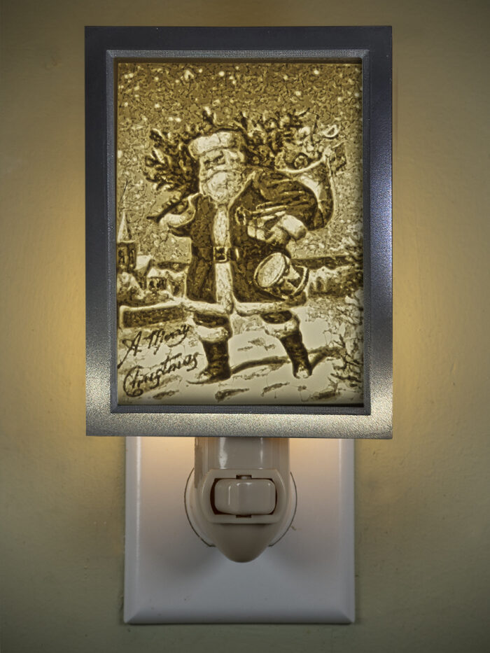 3D printed lithophane LED nightlight christmas santa bag of toys