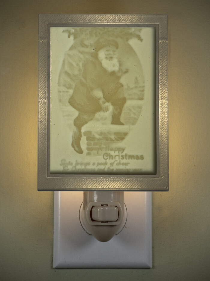 3D printed lithophane LED nightlight christmas santa chimney