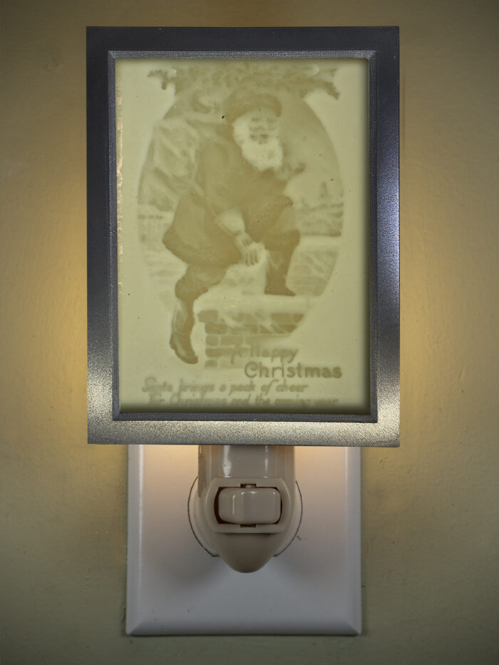 3D printed lithophane LED nightlight christmas santa chimney