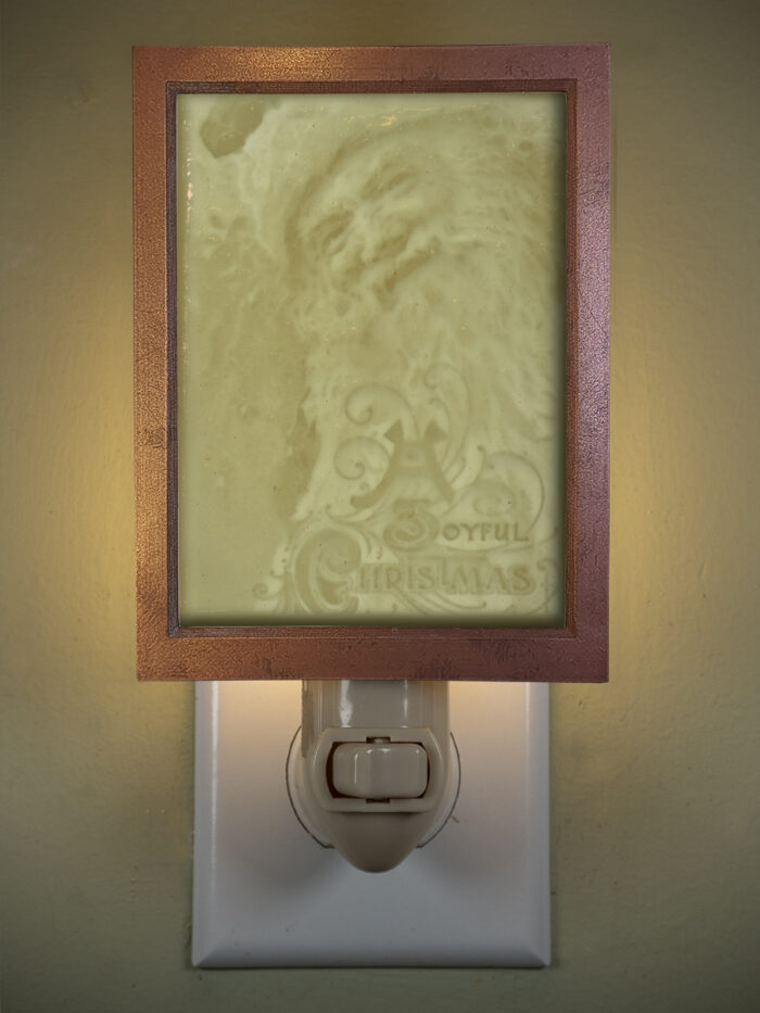 3D printed lithophane LED nightlight Joyful Santa Copper Frame