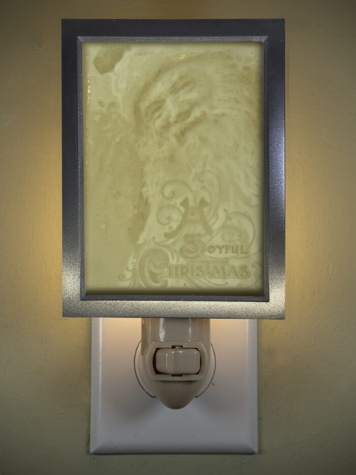 3D printed lithophane LED nightlight Joyful Santa Steel Frame