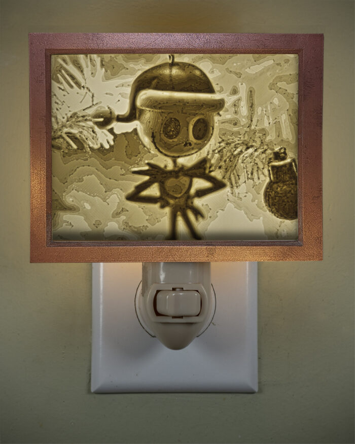 3D printed lithophane LED nightlight christmas santa skellington