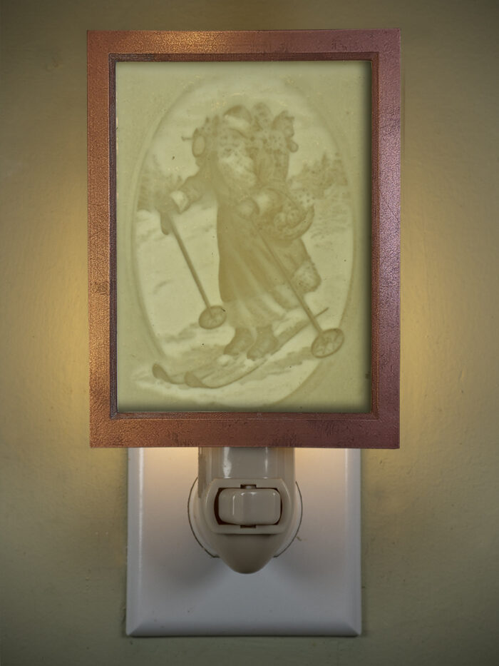 3D printed lithophane LED nightlight christmas santa skis