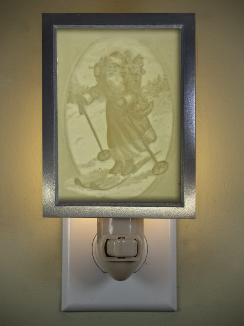 3D printed lithophane LED nightlight christmas santa skis