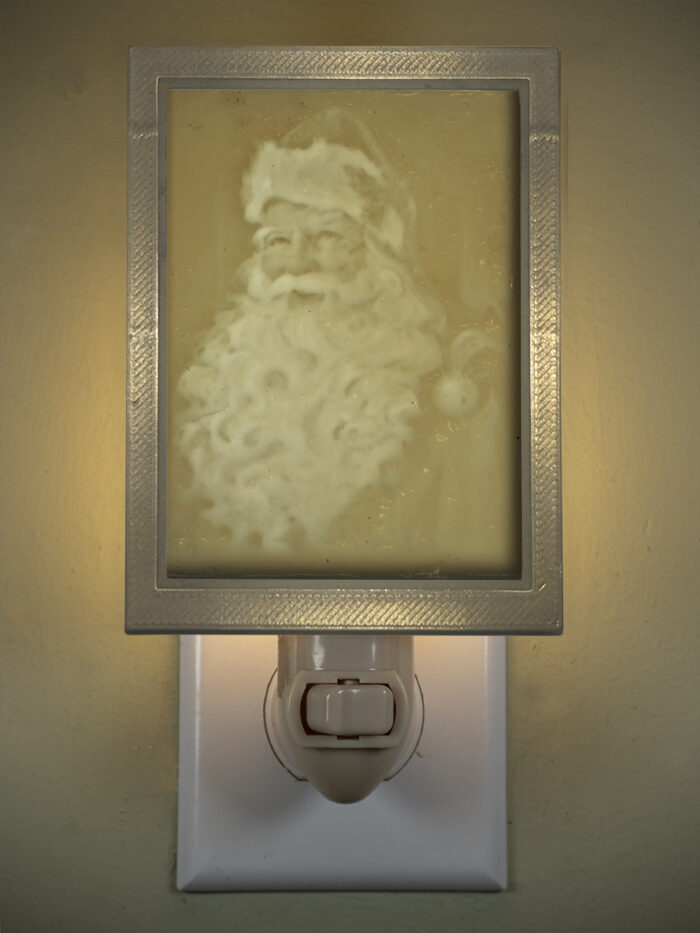 3D printed lithophane LED nightlight christmas santa smile