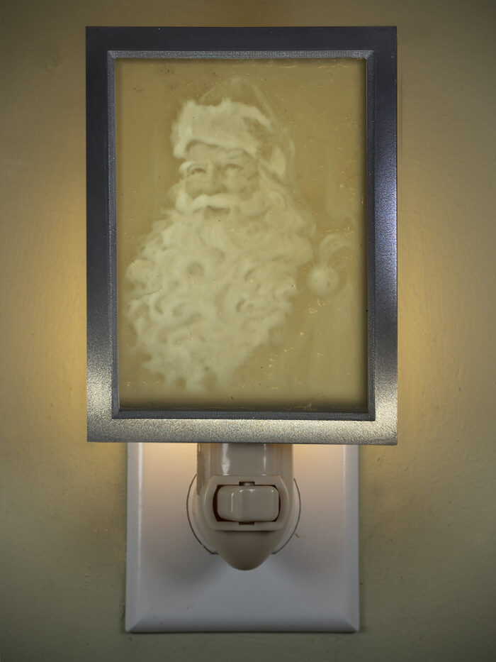 3D printed lithophane LED nightlight christmas santa smile