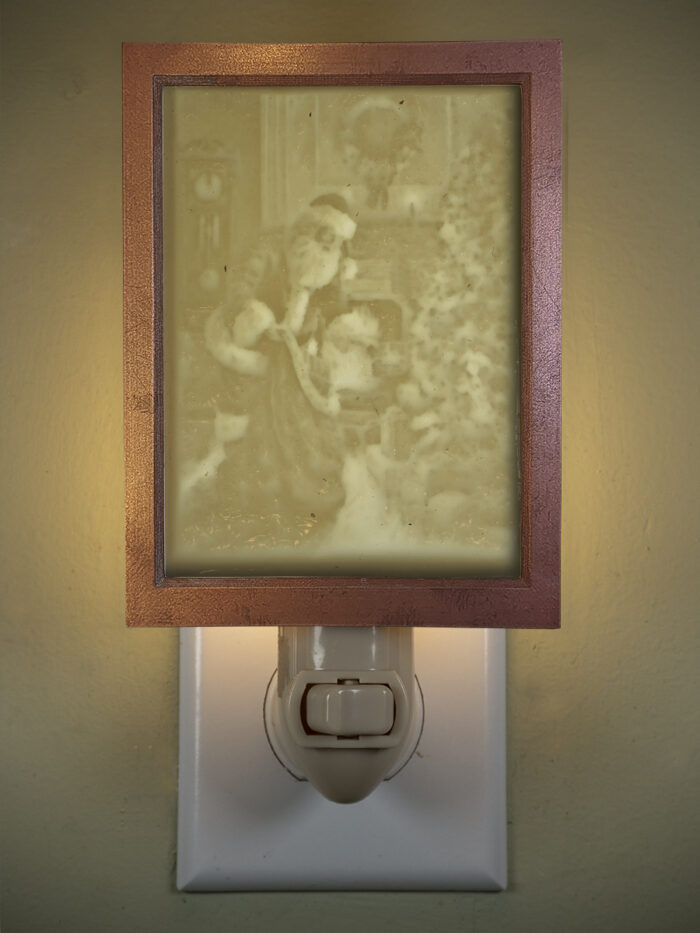 3D printed lithophane LED nightlight christmas santa, presents and tree