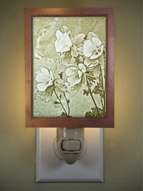 3D printed lithophane LED nightlight Columbine Wildflower