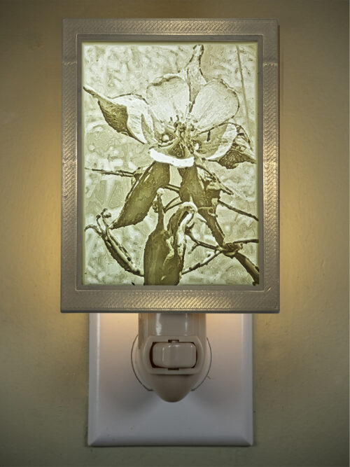 3D printed lithophane LED nightlight Columbine Wildflower