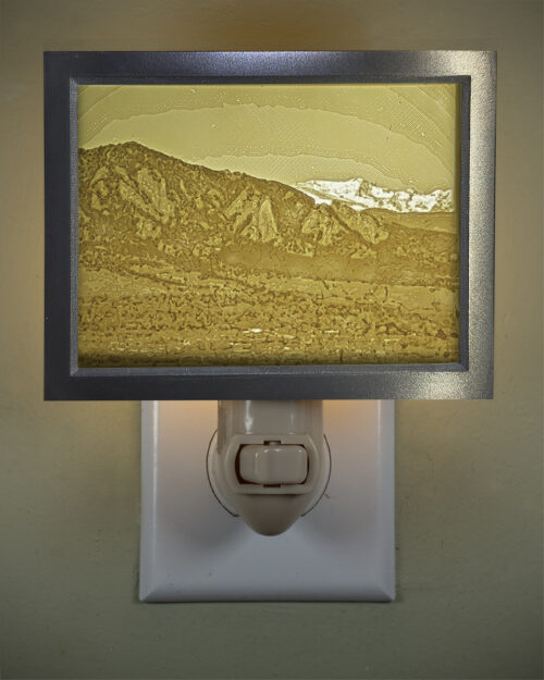 3D printed lithophane LED nightlight Flatirons Boulder Colorado