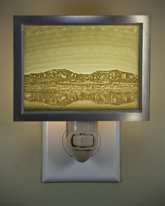 3D printed lithophane LED nightlight Flatirons Boulder Colorado