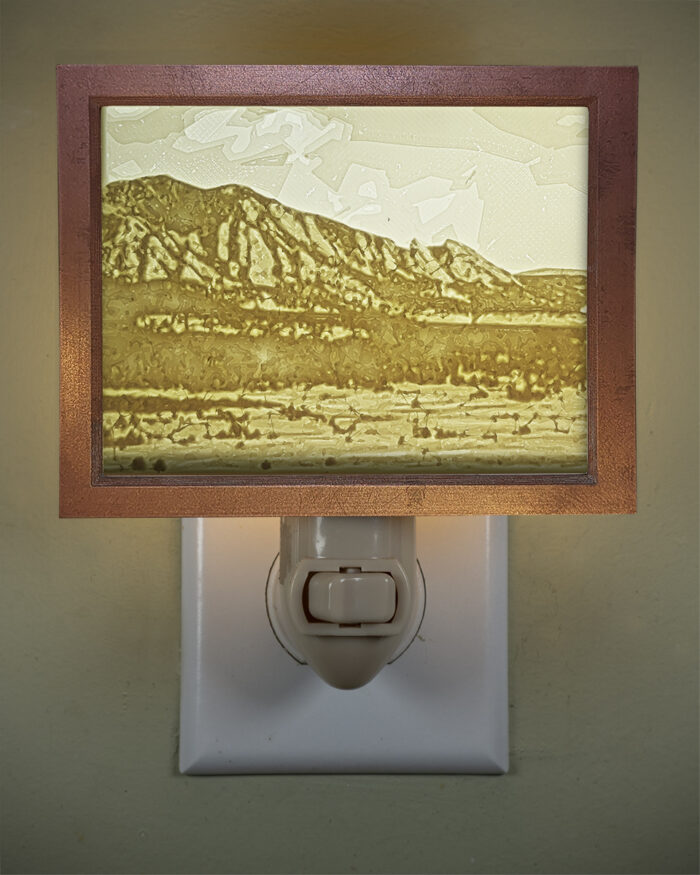 3D printed lithophane LED nightlight Flatirons Boulder Colorado