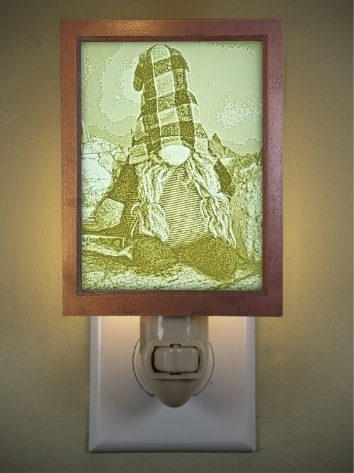 3D printed lithophane LED nightlight christmas gnome plaid hat