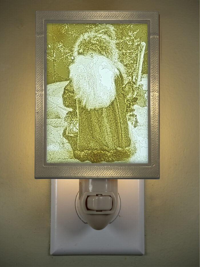 3D printed lithophane LED nightlight Christmas gnome santa