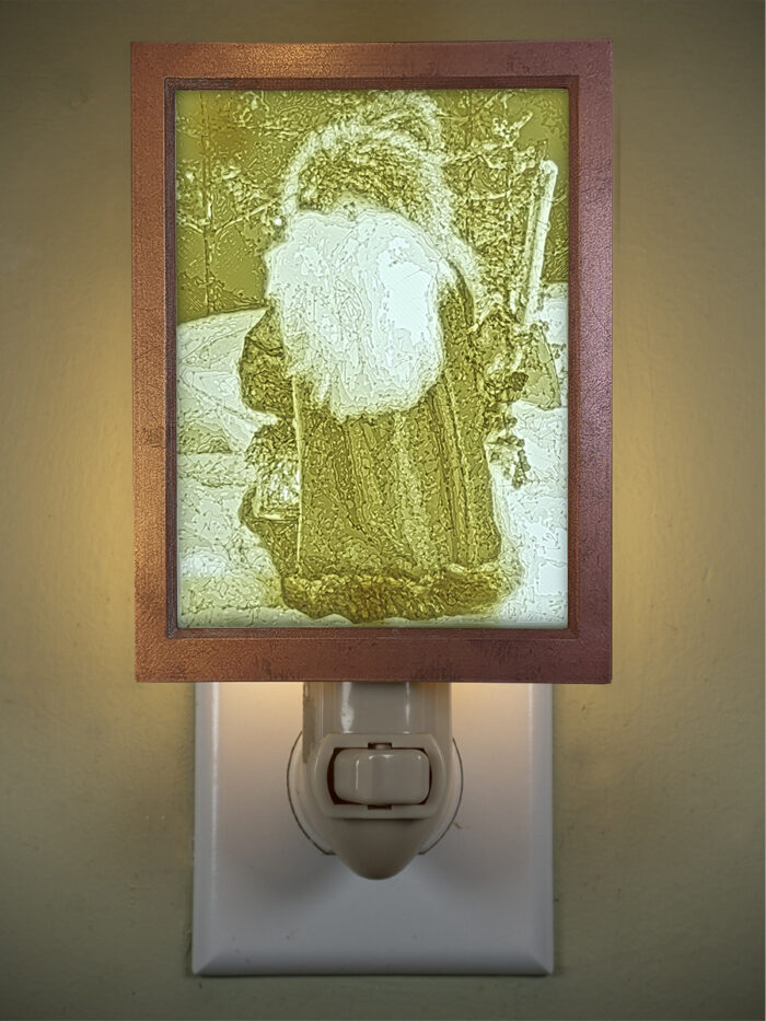 3D printed lithophane LED nightlight Christmas gnome santa