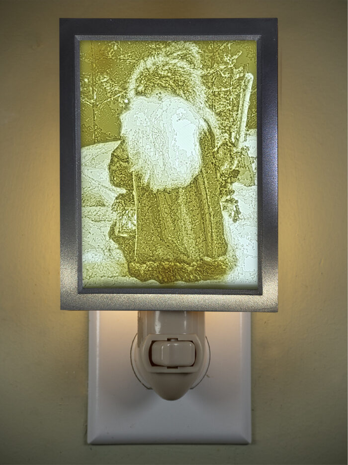 3D printed lithophane LED nightlight Christmas gnome santa