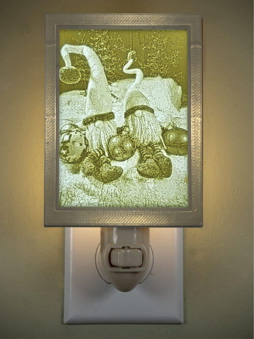 3D printed lithophane LED nightlight gnomes and ornaments