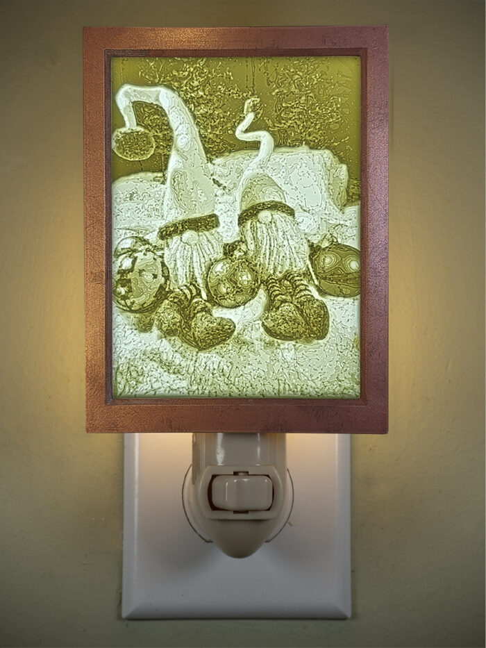 3D printed lithophane LED nightlight gnomes and ornaments