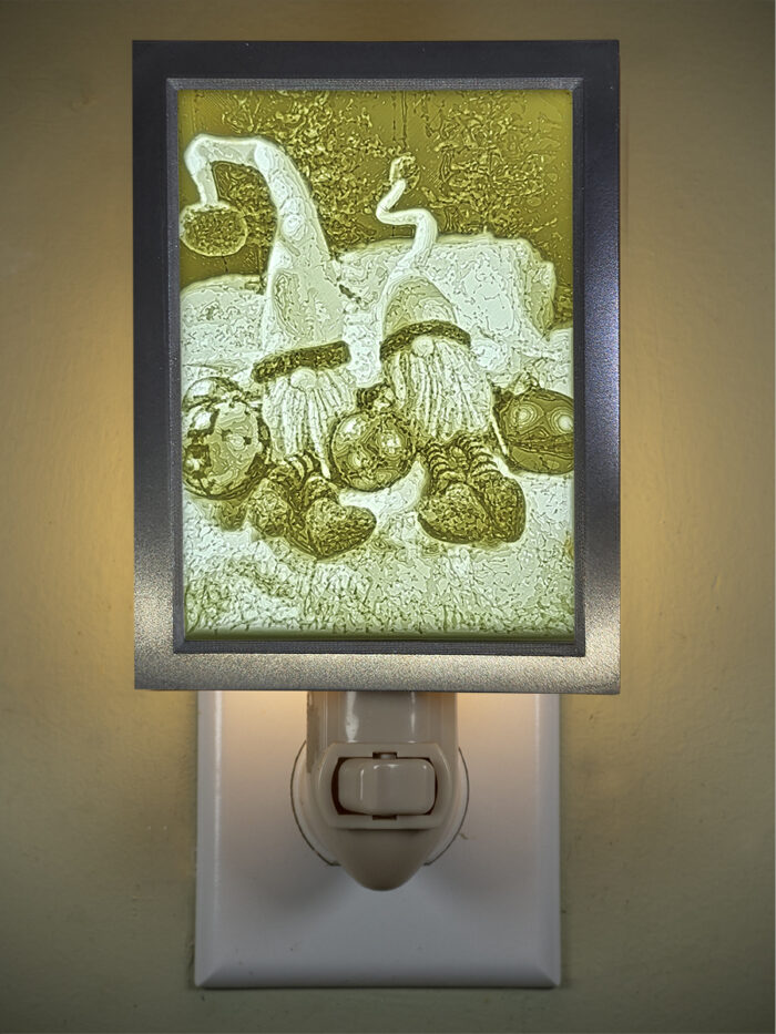 3D printed lithophane LED nightlight gnomes and ornaments